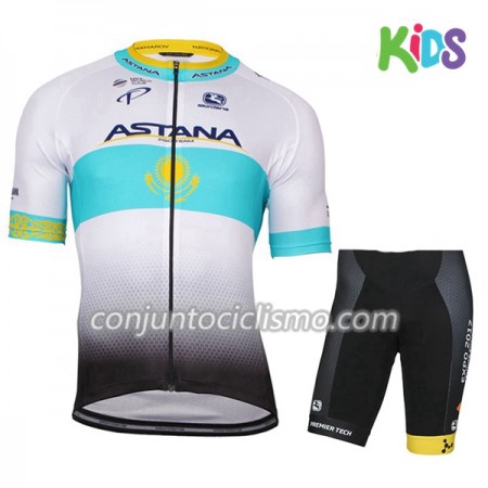 Conjunto Maillot + Culotte Corto 2017 Astana Pro Team Niños N002